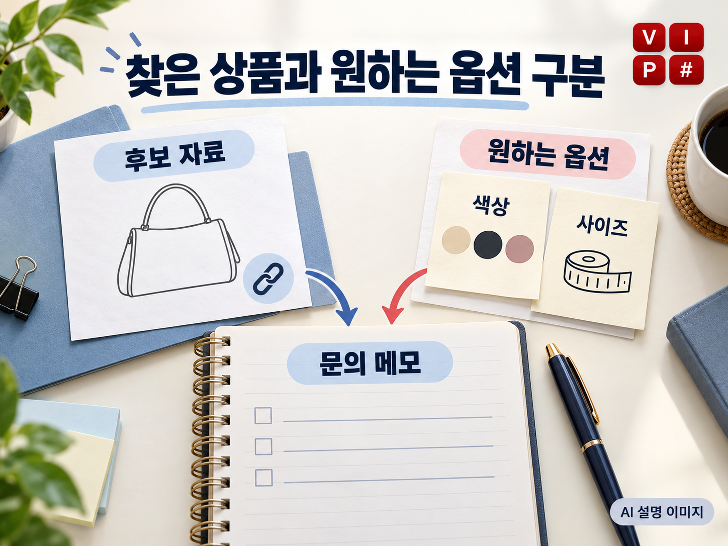 후보 상품 자료와 원하는 옵션을 구분해 문의 내용을 정리하는 AI 설명도